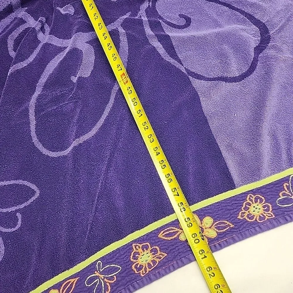 Cecil Saydah Beach Towel 100% Cotton Purple Floral 60